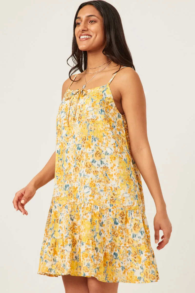Womens Tie Front Tiered Floral Mini Tank Dress sold by Hayden product image thumbnail 4