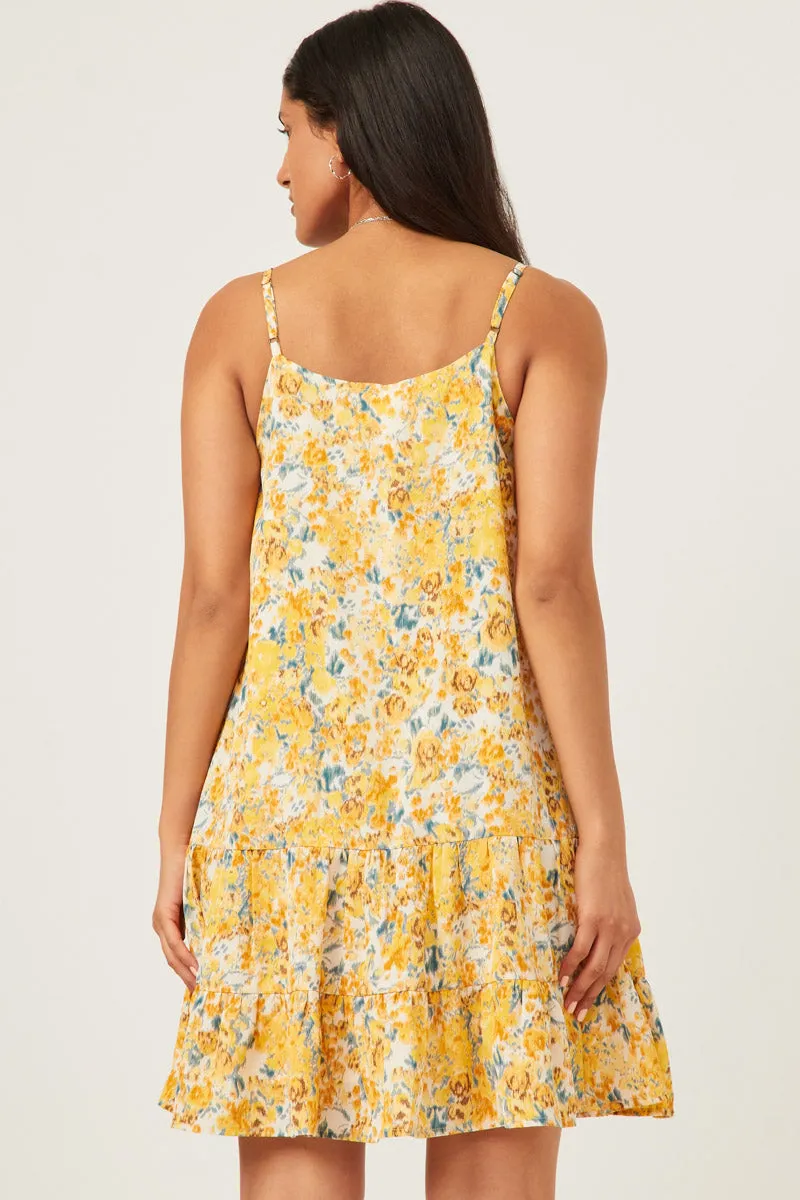 Womens Tie Front Tiered Floral Mini Tank Dress sold by Hayden product image thumbnail 5