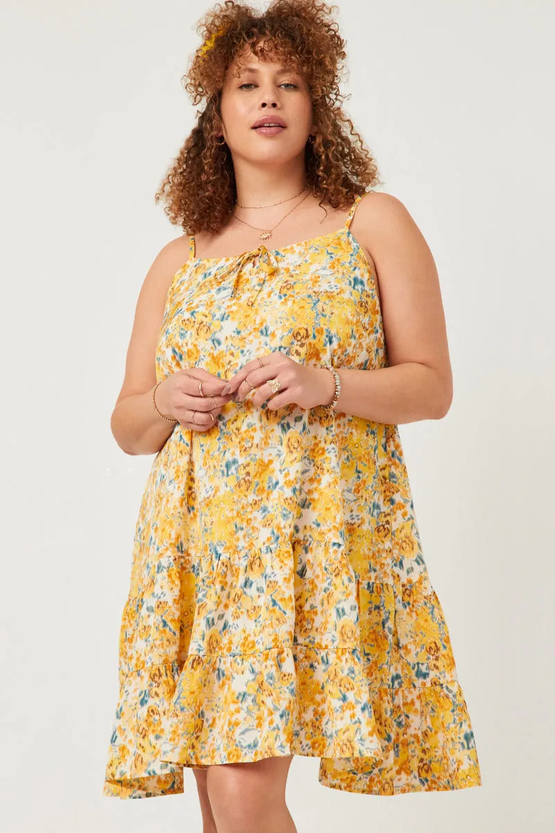 Womens Tie Front Tiered Floral Mini Tank Dress sold by Hayden product image thumbnail 2