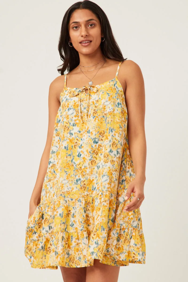 Womens Tie Front Tiered Floral Mini Tank Dress sold by Hayden product image thumbnail 3