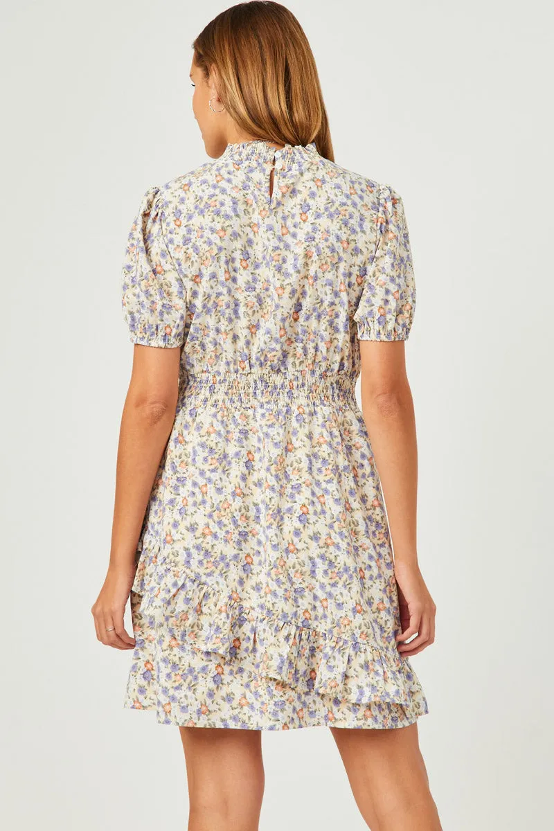 Womens Floral Smocked Neck Asymmetric Ruffle Dress sold by Hayden product image thumbnail 5