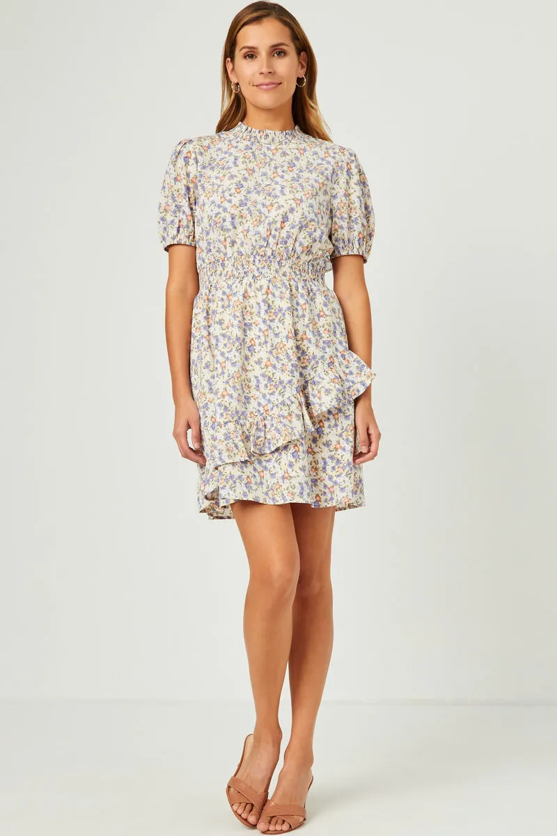 Womens Floral Smocked Neck Asymmetric Ruffle Dress sold by Hayden product image thumbnail 3