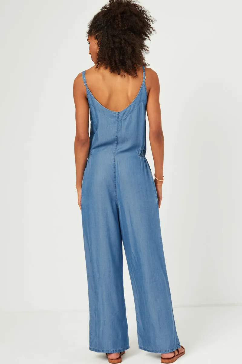 Womens Smock Detail Buttoned Wide Leg Tencel Jumpsuit sold by Hayden product image thumbnail 5