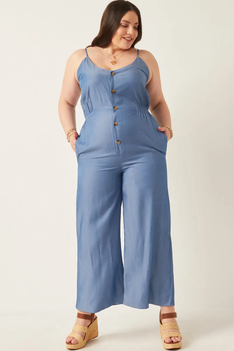 Womens Smock Detail Buttoned Wide Leg Tencel Jumpsuit sold by Hayden product image thumbnail 2