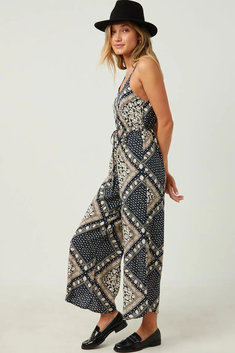 Womens Bandana Print Wide Leg Cross Back Jumpsuit sold by Hayden product image thumbnail 4