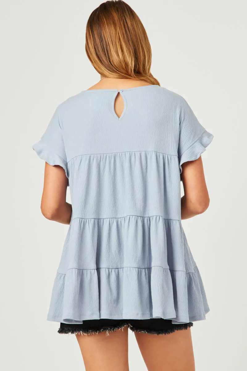 Womens Crinkle Texture Knit Tiered Top sold by Hayden product image thumbnail 5