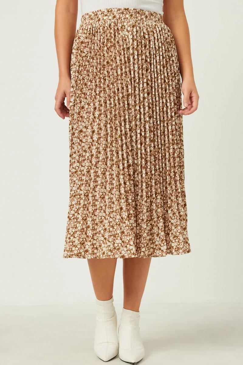 Womens Elastic Waist Pleated Ditsy Floral Midi Skirt sold by Hayden product image thumbnail 3