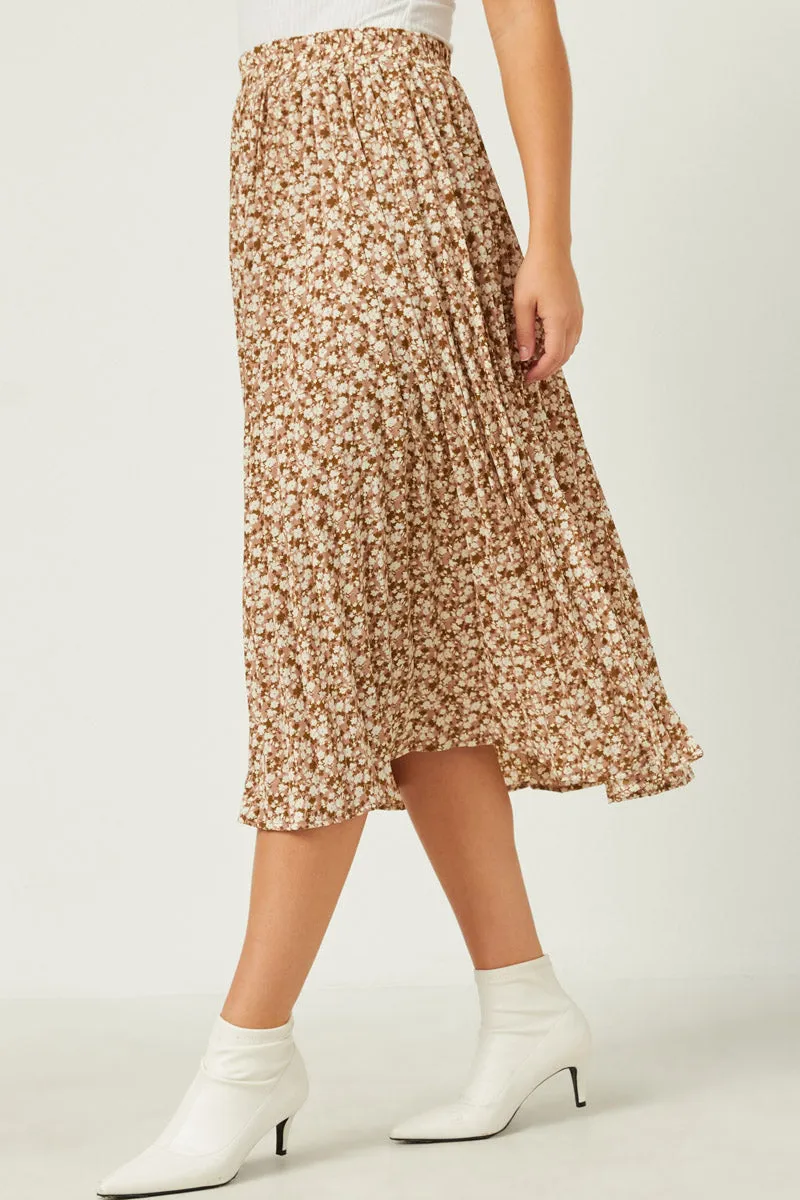 Womens Elastic Waist Pleated Ditsy Floral Midi Skirt sold by Hayden product image thumbnail 4
