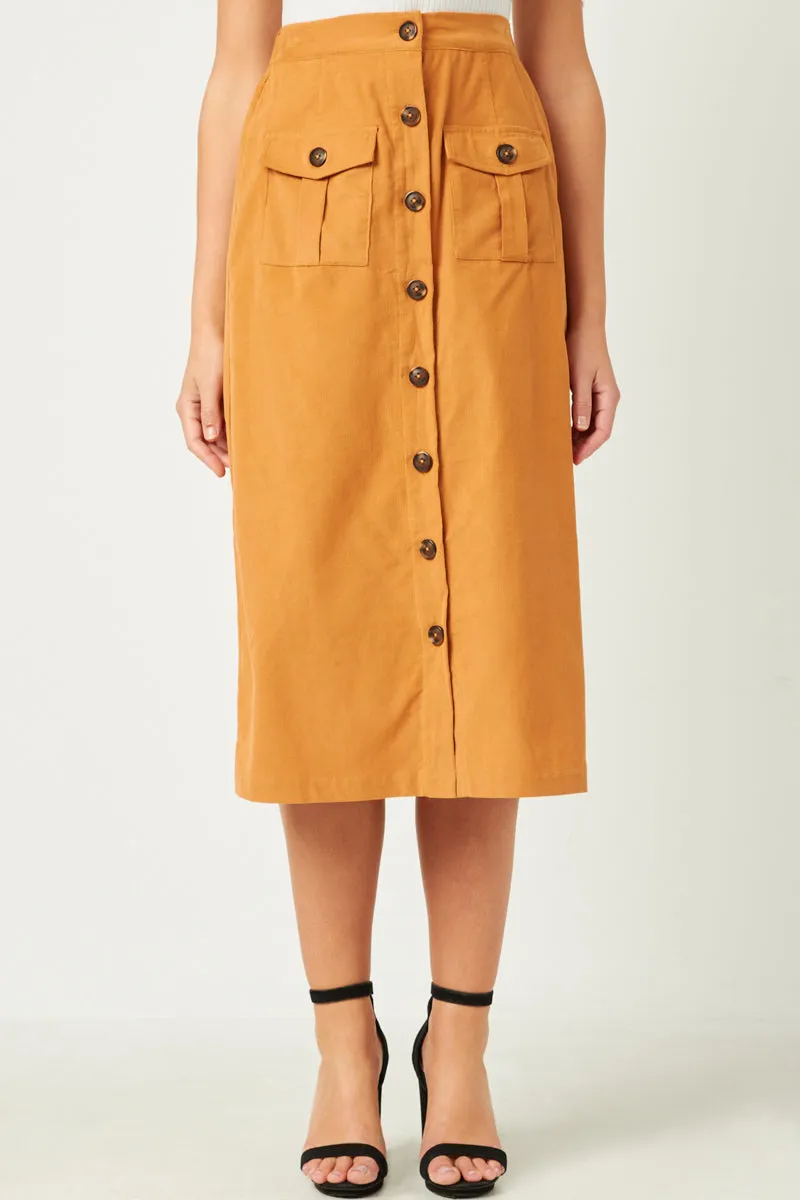 Womens Corduroy Patch Pocket Button Detail Skirt sold by Hayden product image thumbnail 3