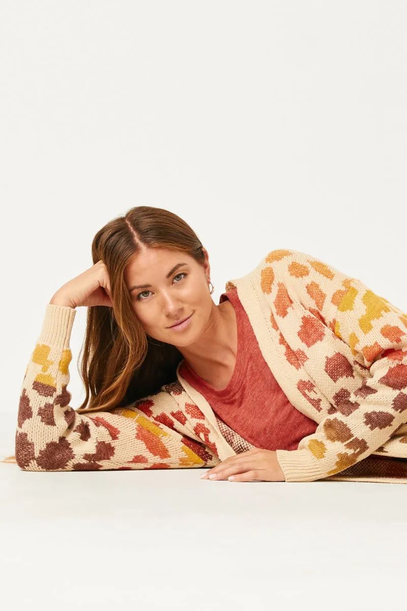 Womens Multi Color Leopard Open Sweater Cardigan sold by Hayden