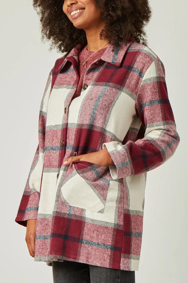 Womens Plaid Button Up Patch Pocket Coat sold by Hayden product image thumbnail 4