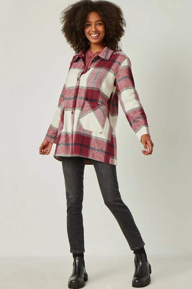 Womens Plaid Button Up Patch Pocket Coat sold by Hayden