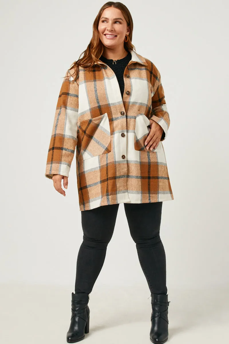 Womens Plaid Button Up Patch Pocket Coat sold by Hayden product image thumbnail 2