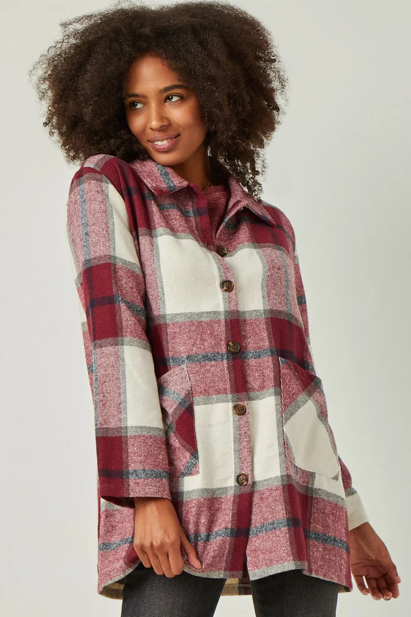 Womens Plaid Button Up Patch Pocket Coat sold by Hayden product image thumbnail 3