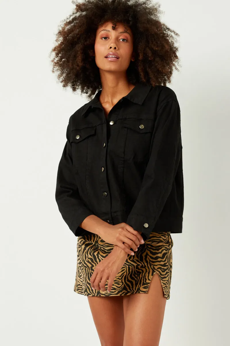 Womens Slouchy Fit Stretch Raw Edge Detail Colored Denim Jacket sold by Hayden product image thumbnail 3