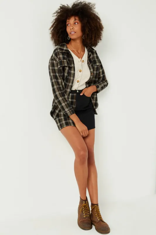 Womens Heavy Plaid Patch Pocket Shacket sold by Hayden