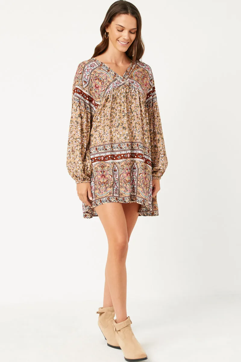 Womens Floral Border Print Long Sleeve Surplice Tunic sold by Hayden product image thumbnail 3