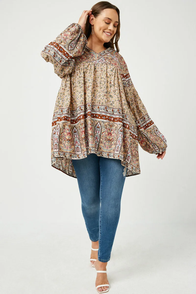 Womens Floral Border Print Long Sleeve Surplice Tunic sold by Hayden product image thumbnail 2