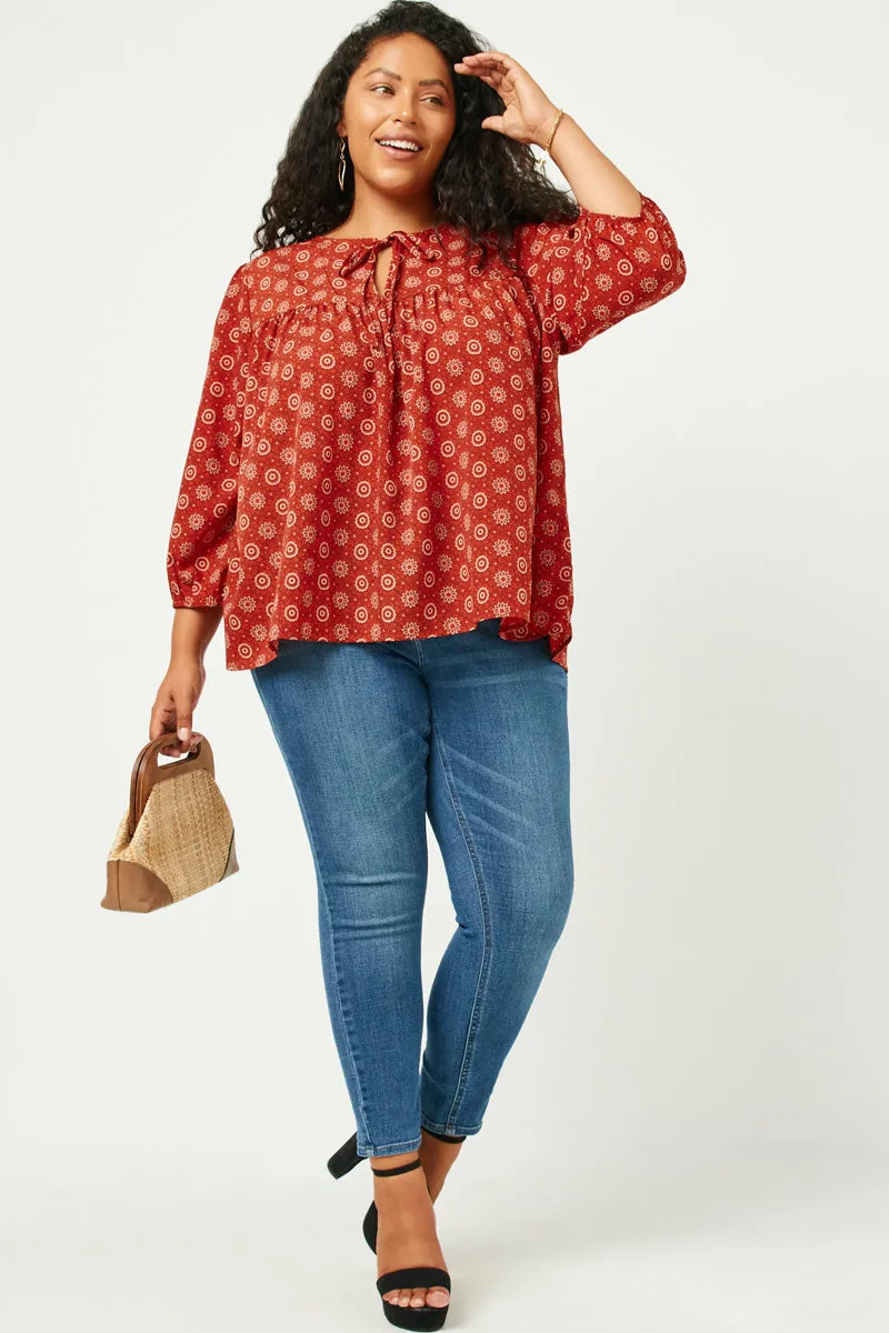 Womens Tie Neck Floral Printed Peasant Top sold by Hayden product image thumbnail 2