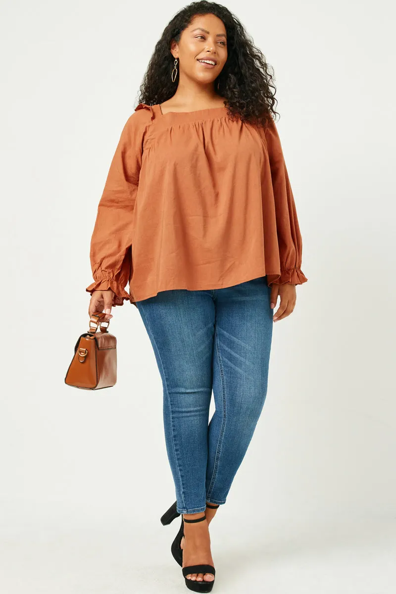 Womens Ruffle Shoulder Square Neck Long Sleeve Top sold by Hayden product image thumbnail 5