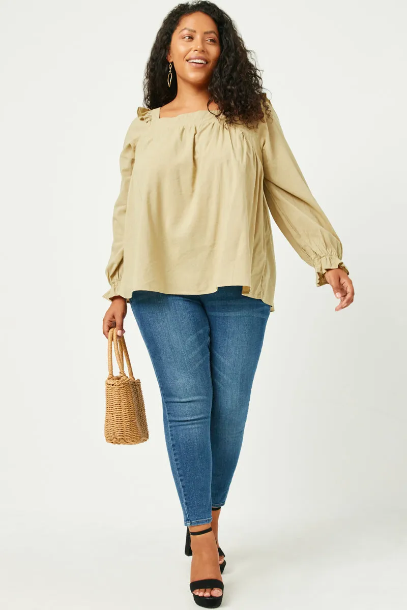 Womens Ruffle Shoulder Square Neck Long Sleeve Top sold by Hayden product image thumbnail 2