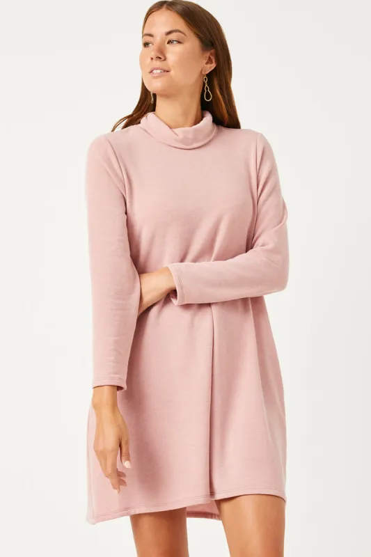 Womens Turtleneck Long Sleeve Brushed Knit Shift Dress sold by Hayden