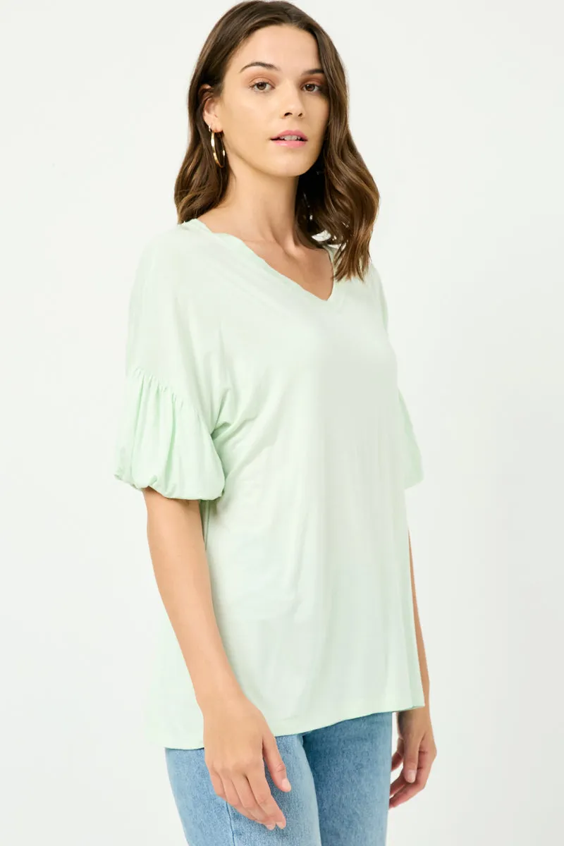 Womens Balloon Puff Sleeve V Neck Modal Knit Top sold by Hayden product image thumbnail 5