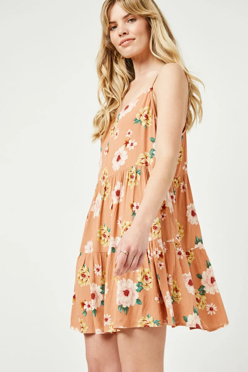 Womens Floral Tiered Sleeveless Swing Dress sold by Hayden product image thumbnail 4