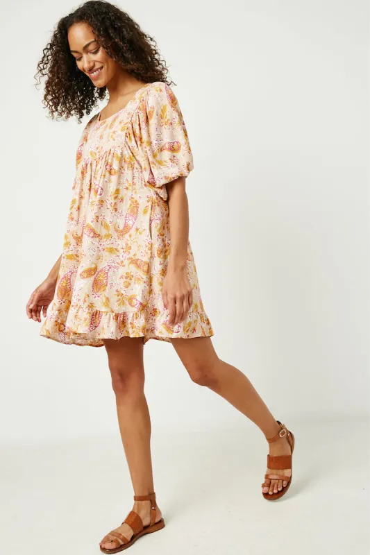 Womens Paisley Print Square Neck Tunic Dress sold by Hayden