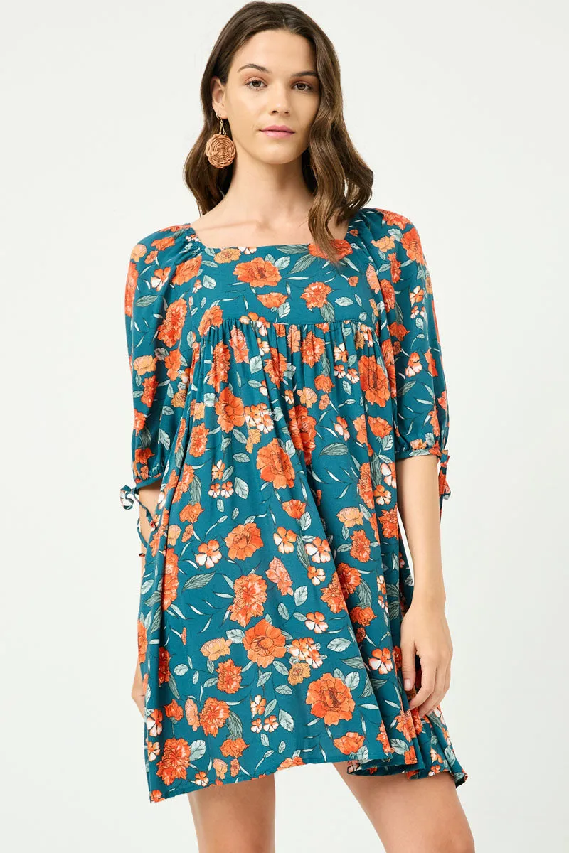 Womens Romantic Floral Tie Sleeve Mini Dress sold by Hayden product image thumbnail 3