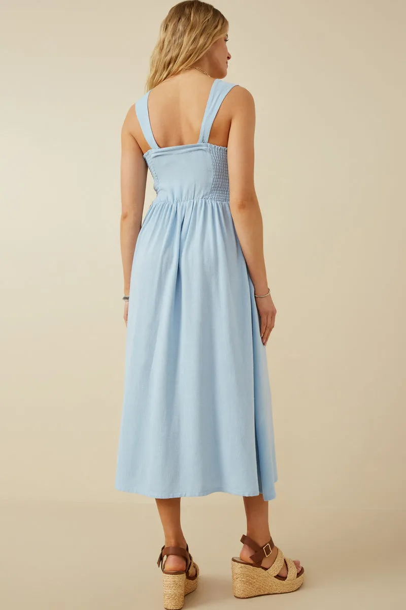 Womens Panel Smocked Wide Strap Buttoned Dress sold by Hayden product image thumbnail 5