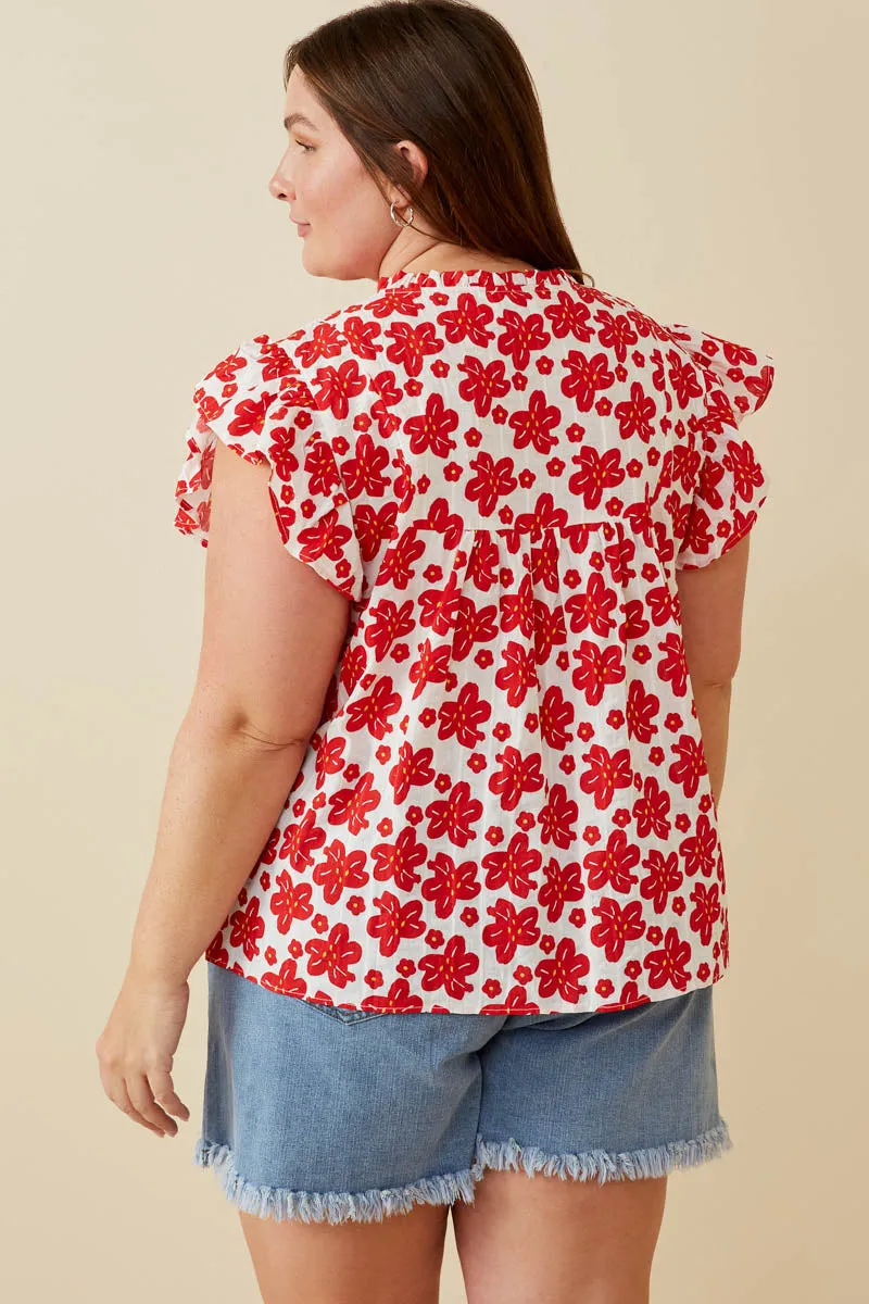 Womens Embroidery Textured Floral Lace Inset Top sold by Hayden product image thumbnail 4