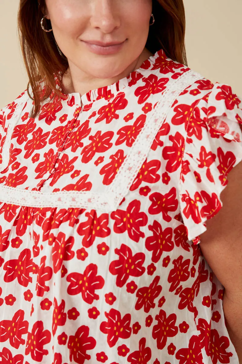 Womens Embroidery Textured Floral Lace Inset Top sold by Hayden product image thumbnail 3