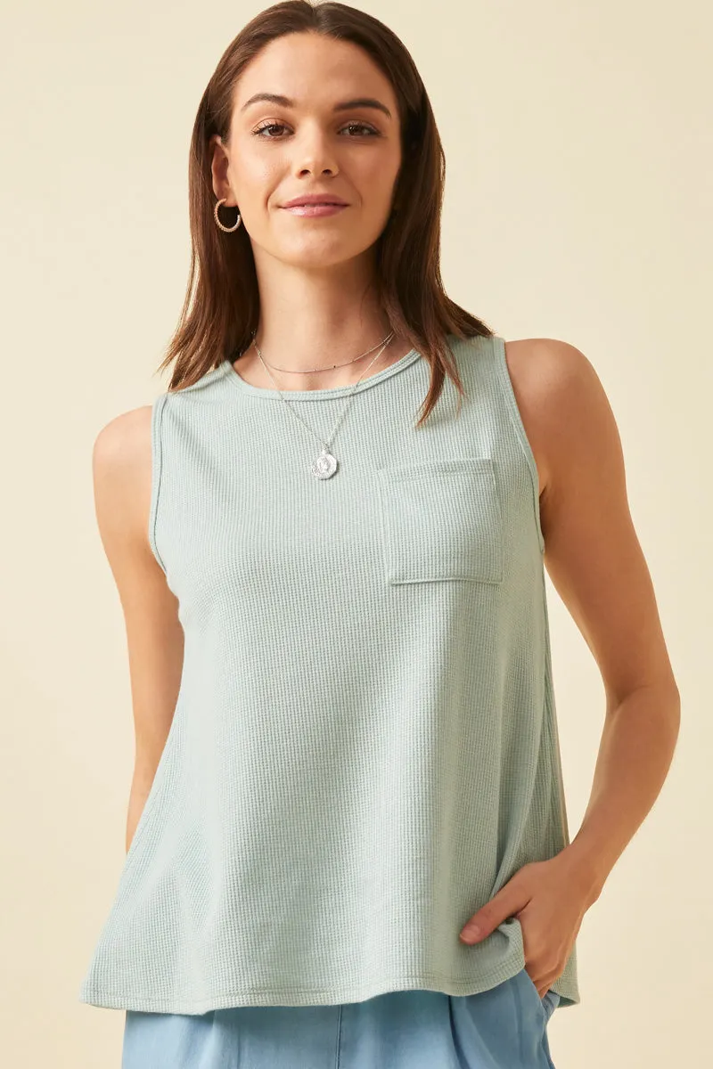 Womens Waffle Knit Pocket Tank sold by Hayden product image thumbnail 4