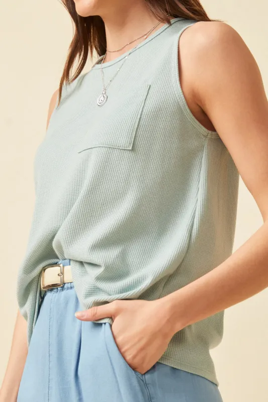 Womens Waffle Knit Pocket Tank sold by Hayden