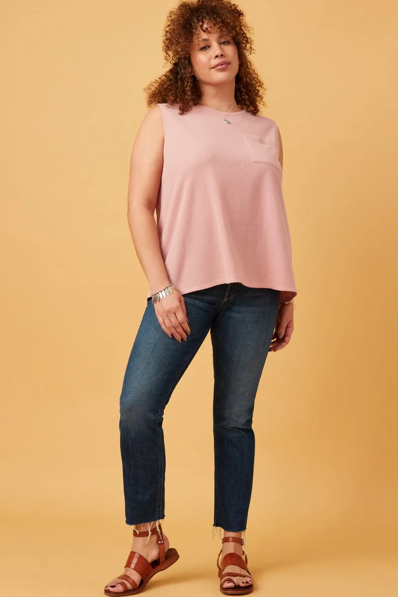 Womens Waffle Knit Pocket Tank sold by Hayden product image thumbnail 2