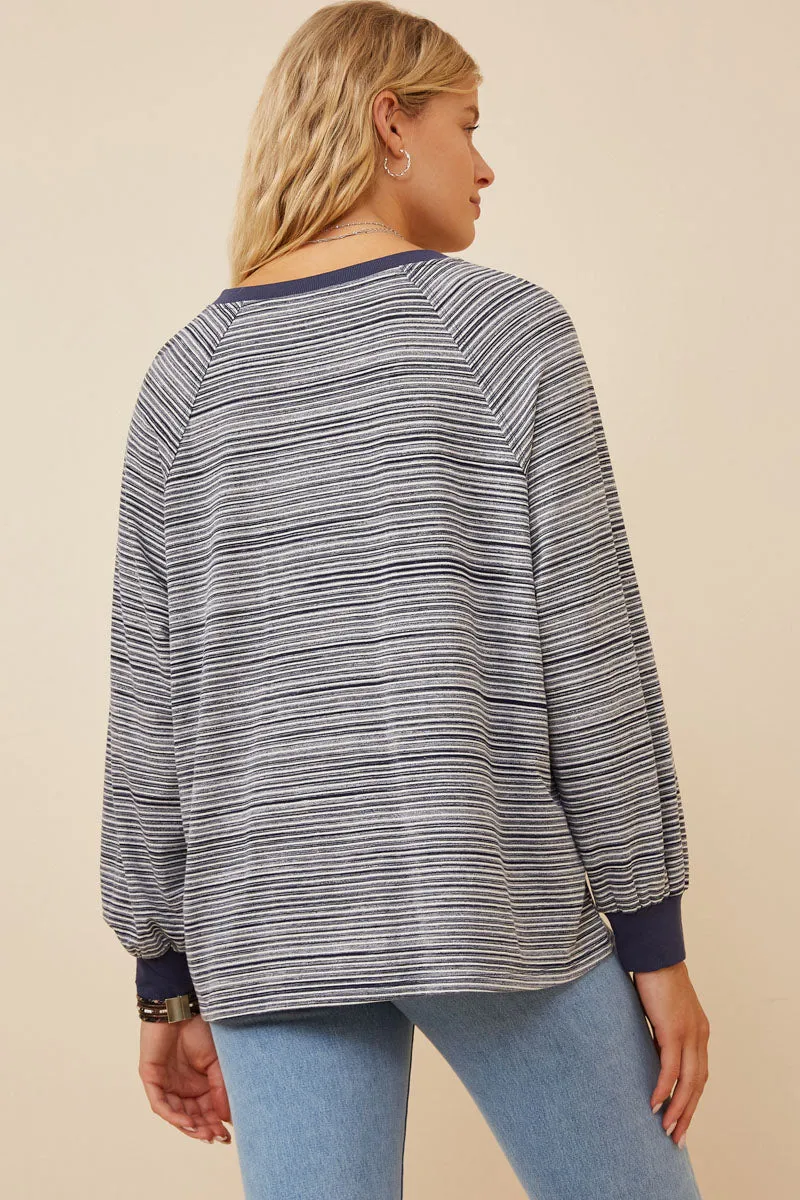 Womens Striped Contrast Banded Raglan Knit Top sold by Hayden product image thumbnail 5