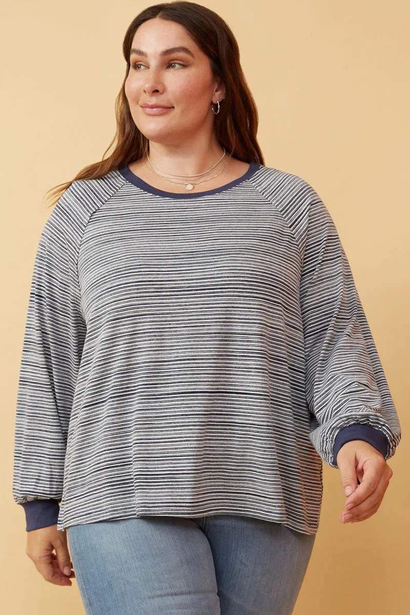 Womens Striped Contrast Banded Raglan Knit Top sold by Hayden product image thumbnail 2