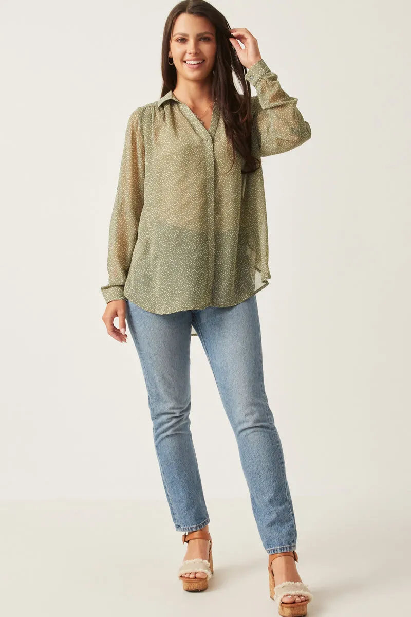 Womens Dotted Chiffon Layered Back Buttoned Shirt sold by Hayden product image thumbnail 5