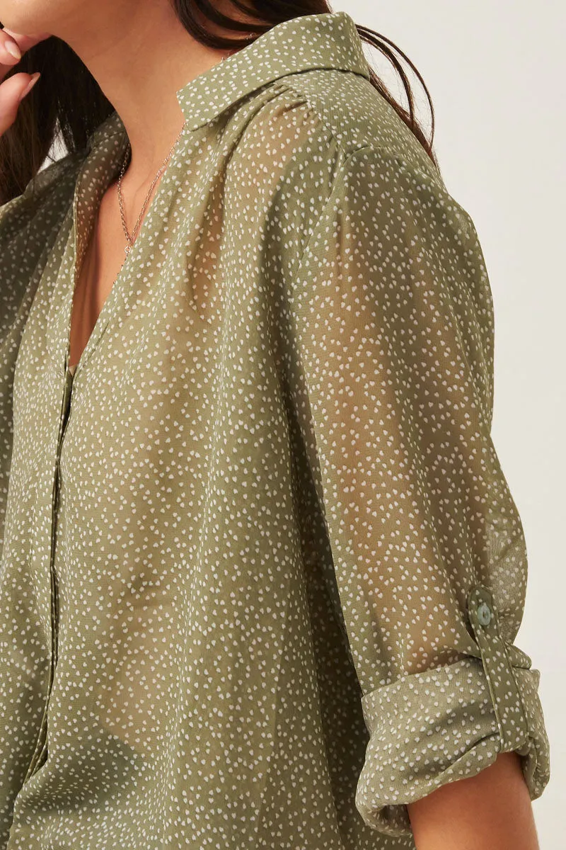 Womens Dotted Chiffon Layered Back Buttoned Shirt sold by Hayden product image thumbnail 3
