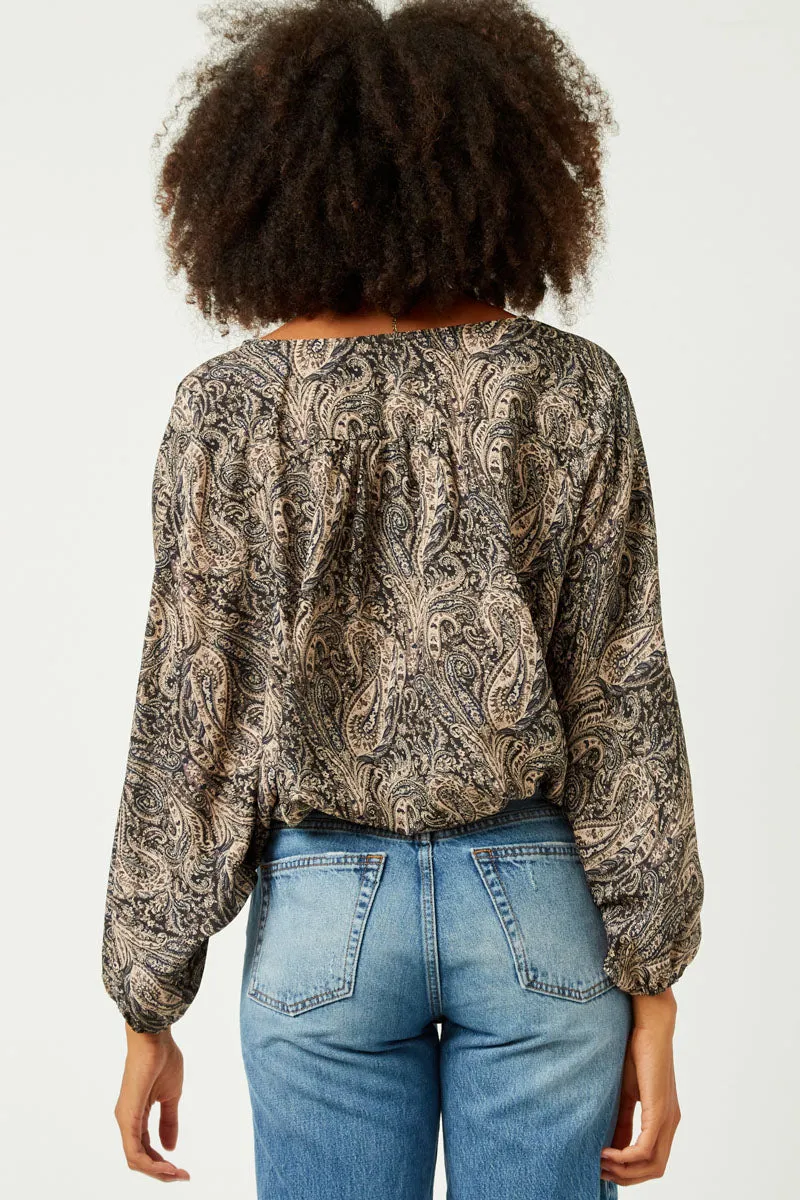 Womens Paisley Print Surplice Puff Sleeve Top sold by Hayden product image thumbnail 5