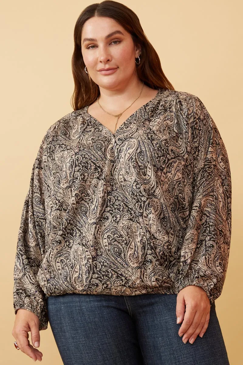 Womens Paisley Print Surplice Puff Sleeve Top sold by Hayden product image thumbnail 2