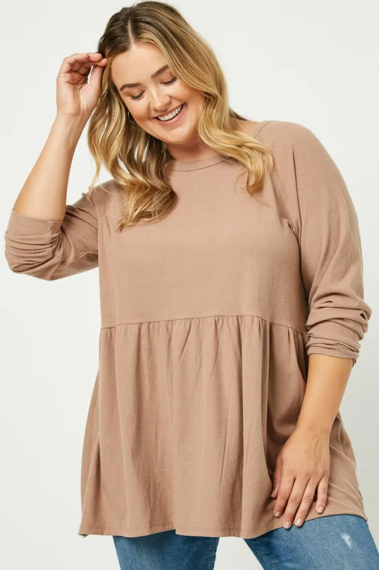 Womens Button Back Raglan Peplum Top sold by Hayden