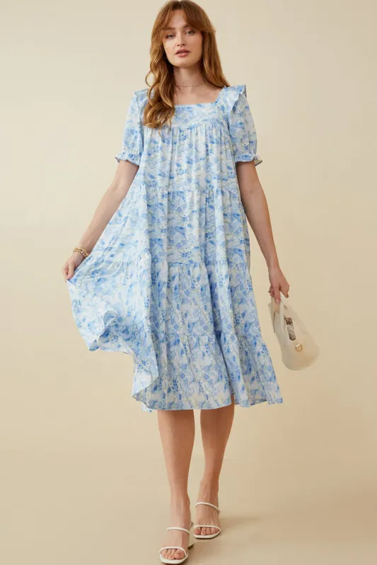 Womens Textured Floral Ruffle Detail Dress sold by Hayden