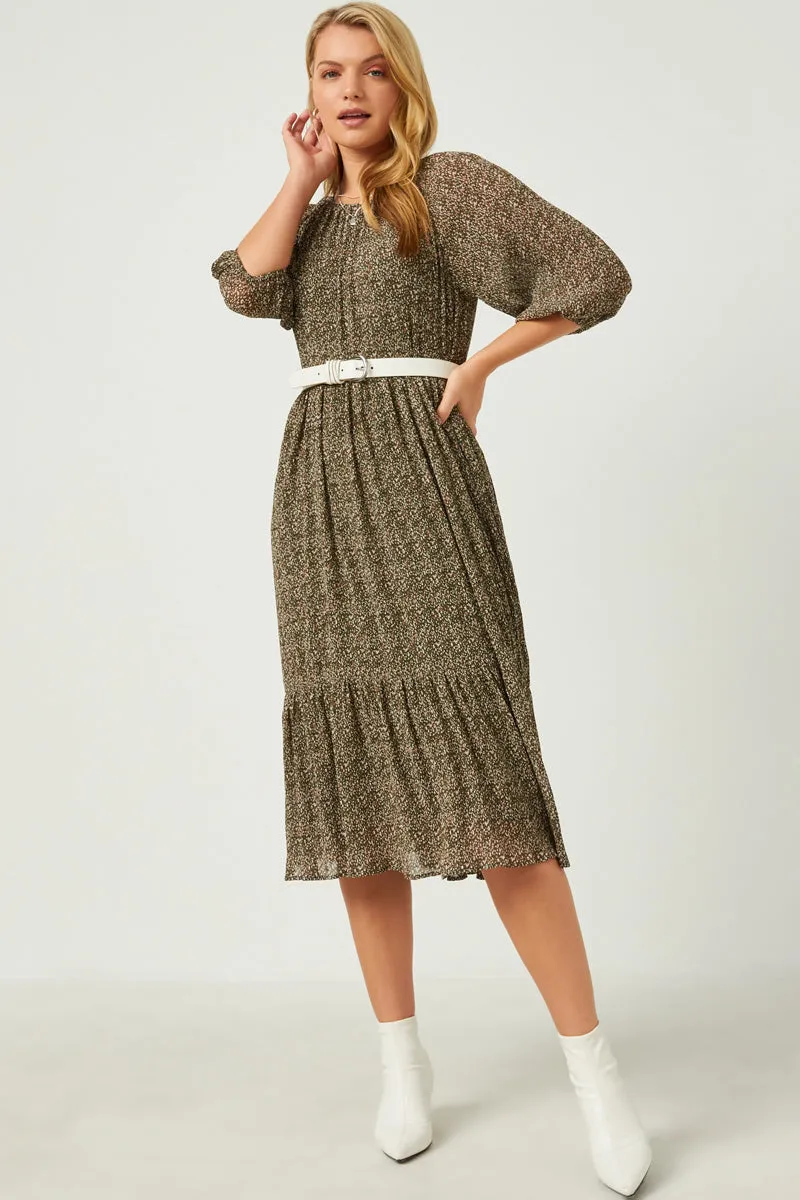 Womens Floral Printed Crinkle Pleat Puff Sleeve Dress sold by Hayden