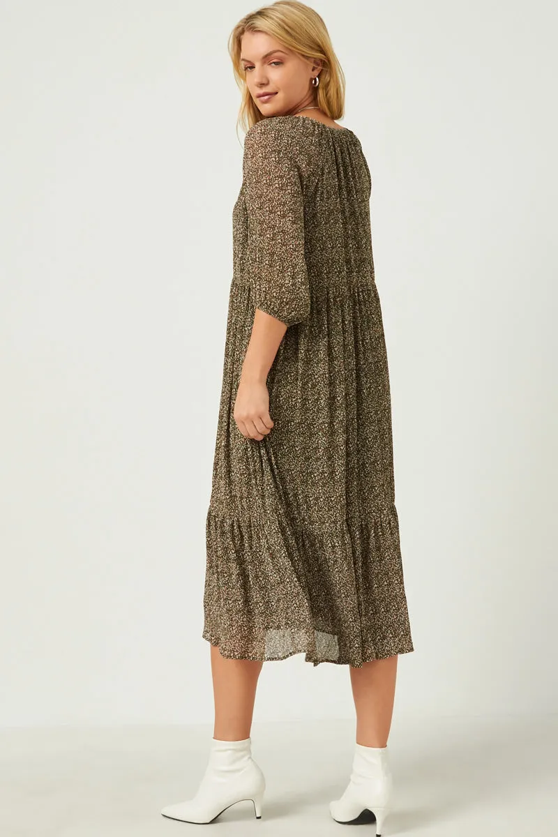 Womens Floral Printed Crinkle Pleat Puff Sleeve Dress sold by Hayden product image thumbnail 5