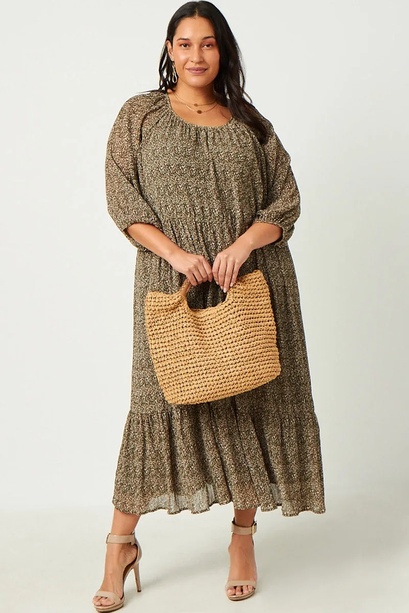 Womens Floral Printed Crinkle Pleat Puff Sleeve Dress sold by Hayden product image thumbnail 2