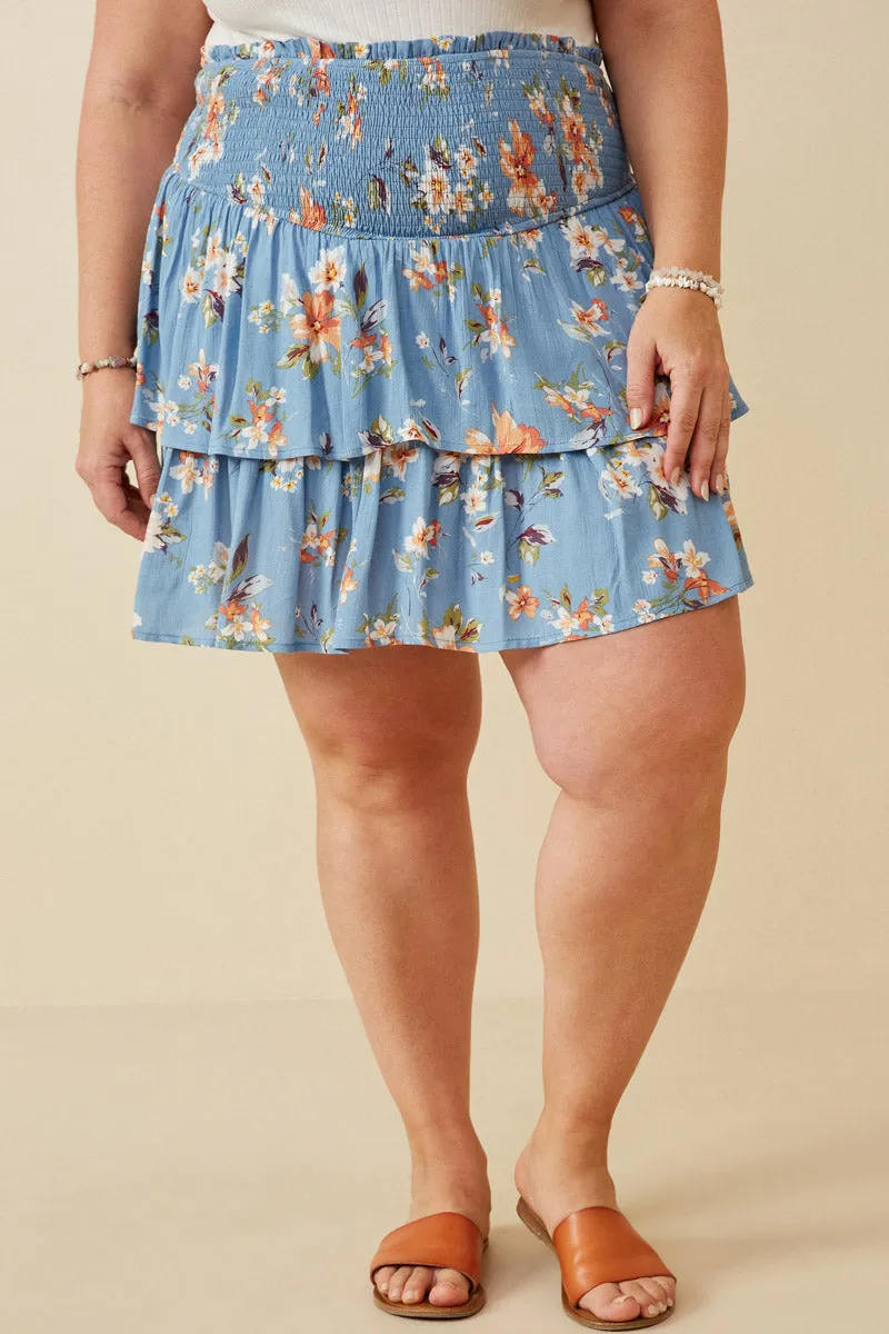 Womens Floral Tiered Skirt With Smocked Panel Waist sold by Hayden product image thumbnail 2