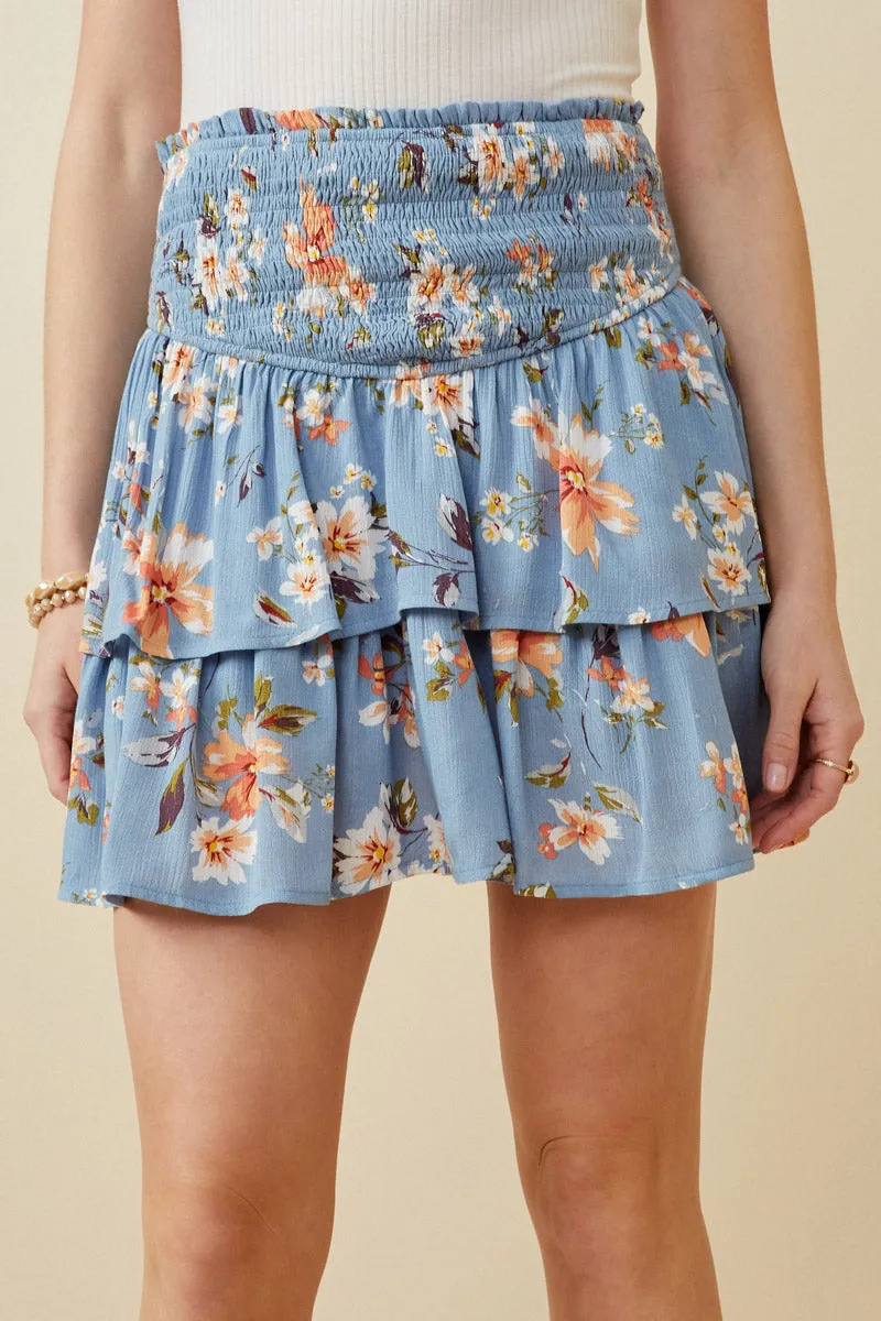 Womens Floral Tiered Skirt With Smocked Panel Waist sold by Hayden