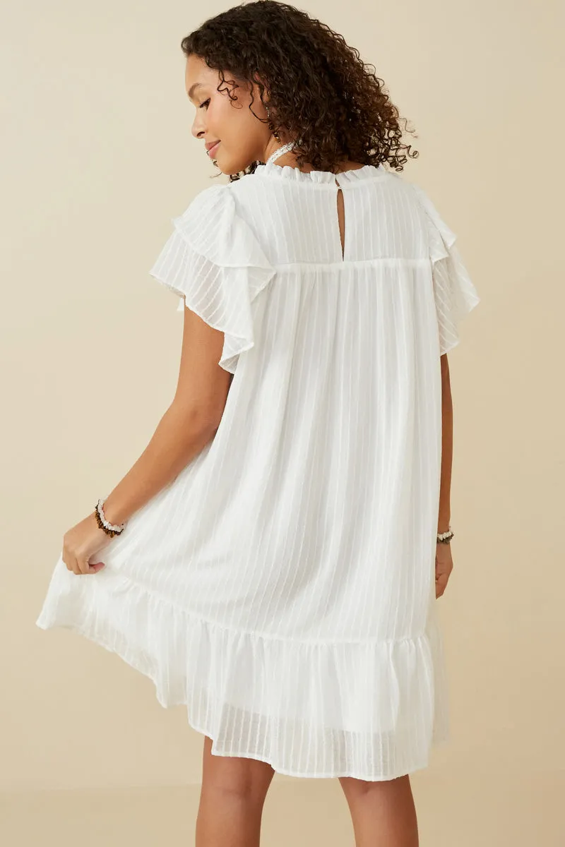 Womens Texture Striped Ruffle Sleeve V Neck Dress sold by Hayden product image thumbnail 4